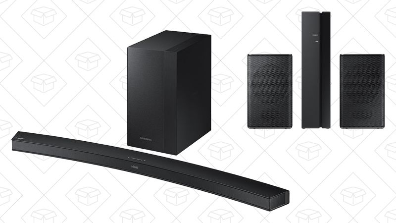 Samsung HW-M4500 2.1 Channel Curved Sound Bar | $150 | AmazonSamsung HW-M4500 2.1 Channel Curved Sound Bar + Wireless Satellite Speaker Set | $218 | Amazon